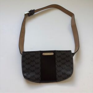 Michael Kors NWOT Black gray belt Bag Fanny pack MK zipper adjustable size L/XL